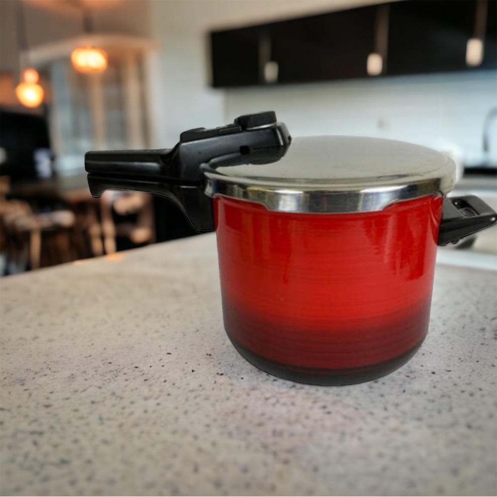 Sillthe-Pressure Cooker & Frying Pan Germany Kochstufe  Red Enamel 6.5 Liters